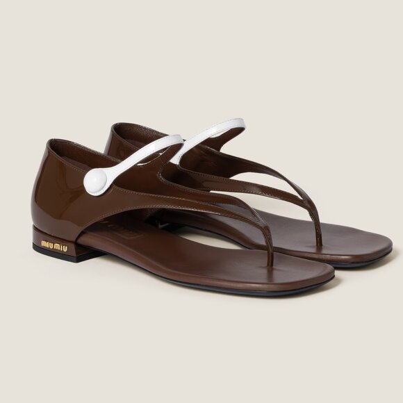 BNIB Miu Miu Bicolor Leather Mary Jane Thong Leather Sandals - Picture 1 of 6